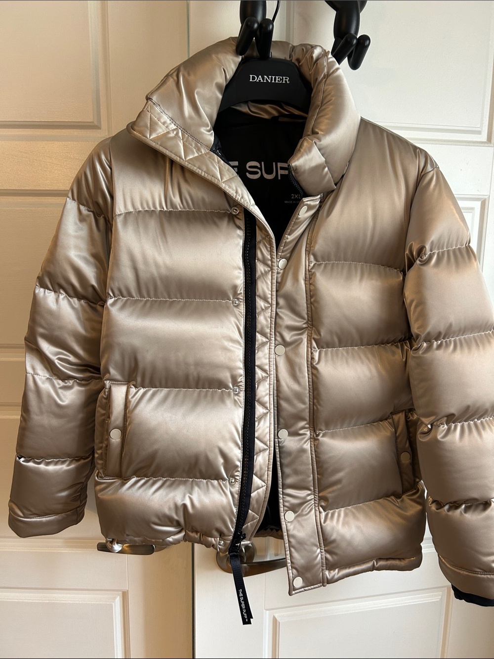Danier Shiny Taupe Metallic Puffer Jacket - Women's